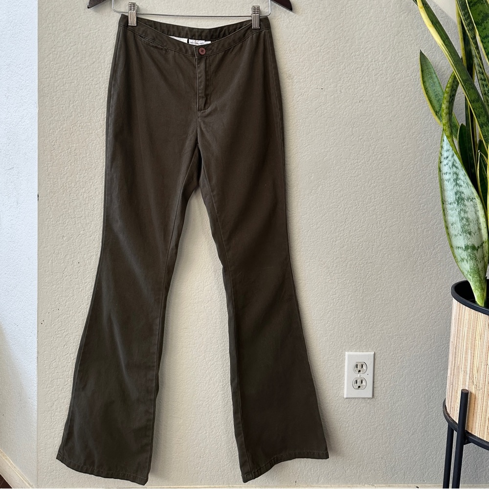 Calvin Klein straight leg dark olive green jeans
